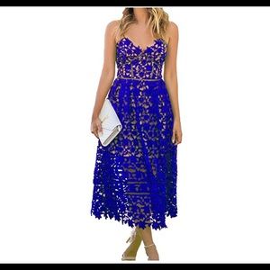 Blue and nude lace dress